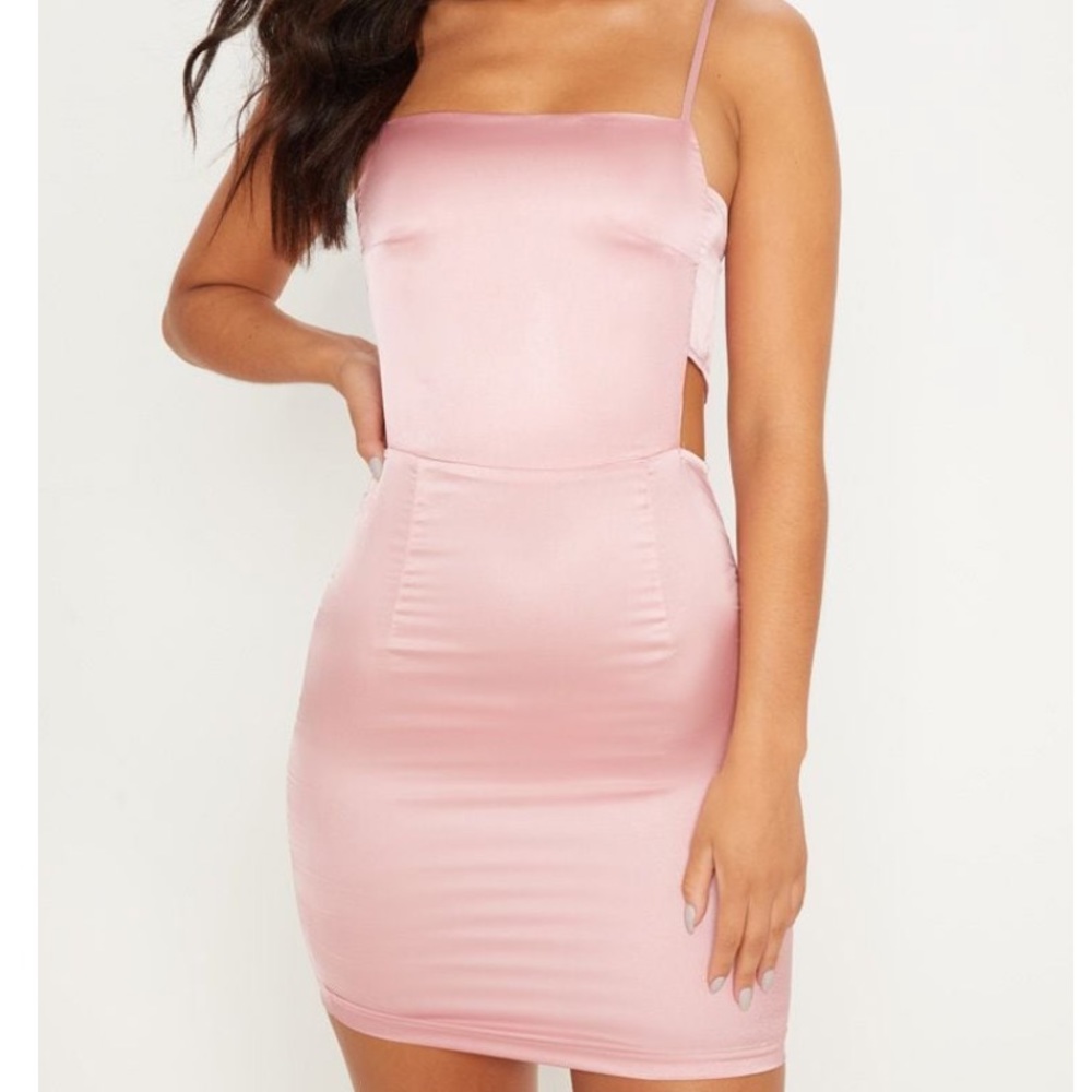 satin cut out bodycon dress